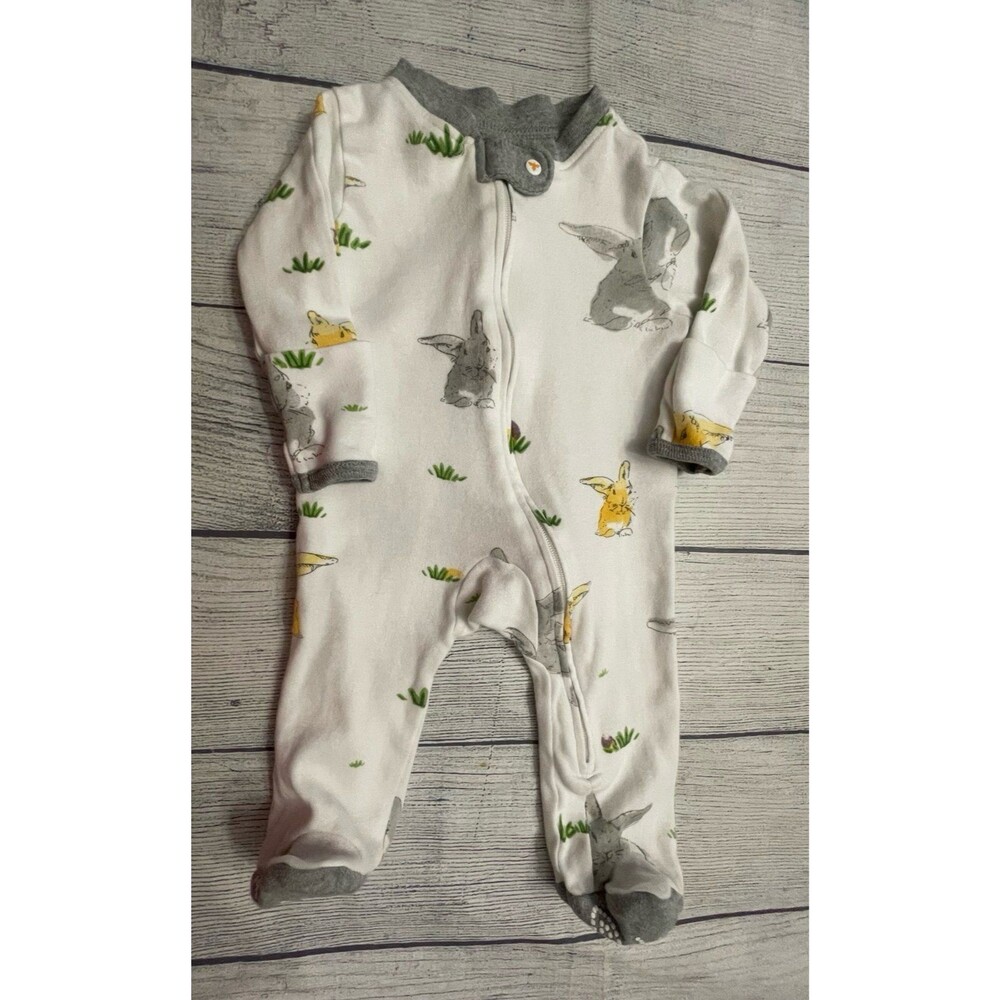 Burt’s Bees Baby Bunny Rabbit Footed Sleeper Pajamas (PJs), Size Newborn